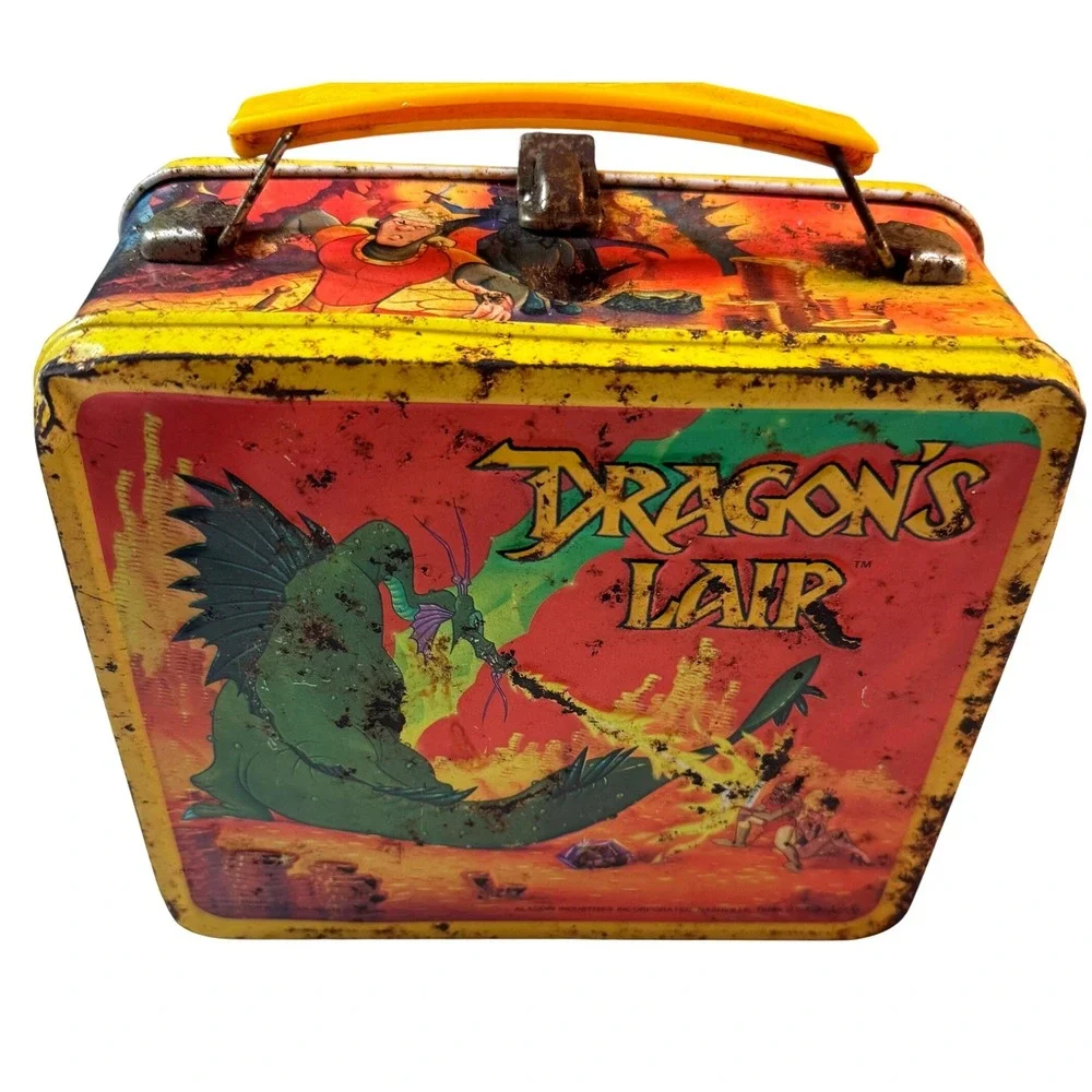 Vintage 1983 Dragon's Lair Aladdin Metal Lunch Box Don Bluth Arcade Game Retro